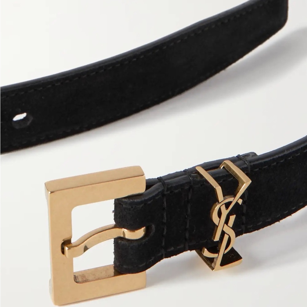 BNIB! Rare! AUTHENTIC Saint Laurent YSL Monogram Suede Belt SIZE 80 MSRP $695 - Picture 10 of 16